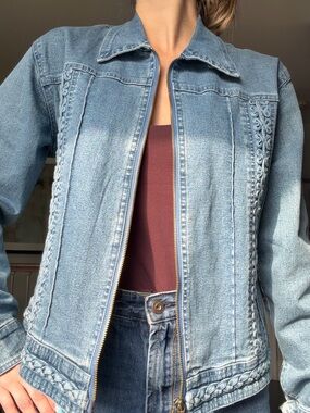 Classic Light Blue Denim Zip-Up Jacket